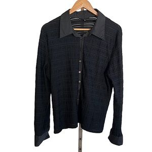 Maurice Sasson Button up Blouse Textured with contrast collar XL